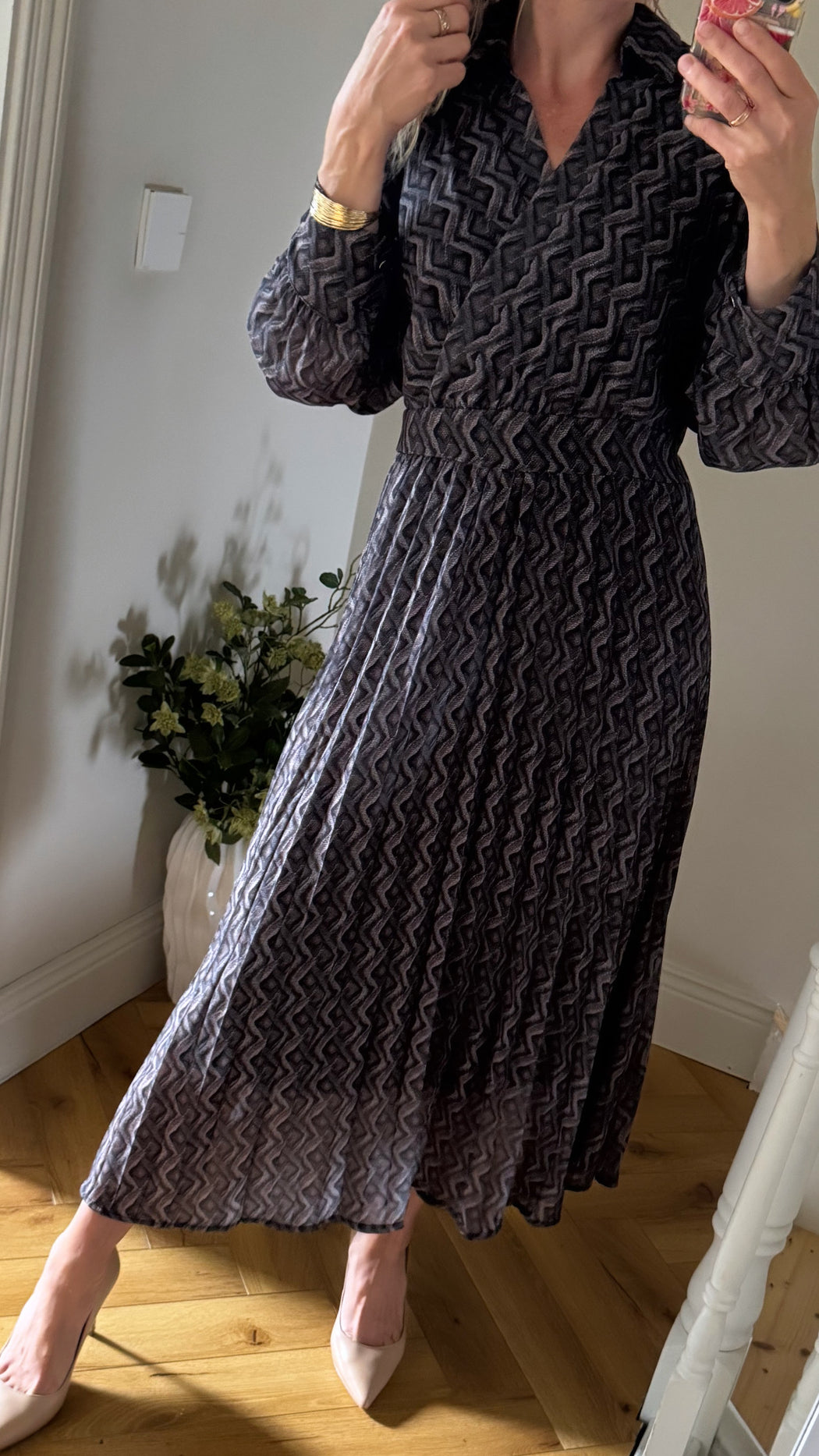 Black print positano dress