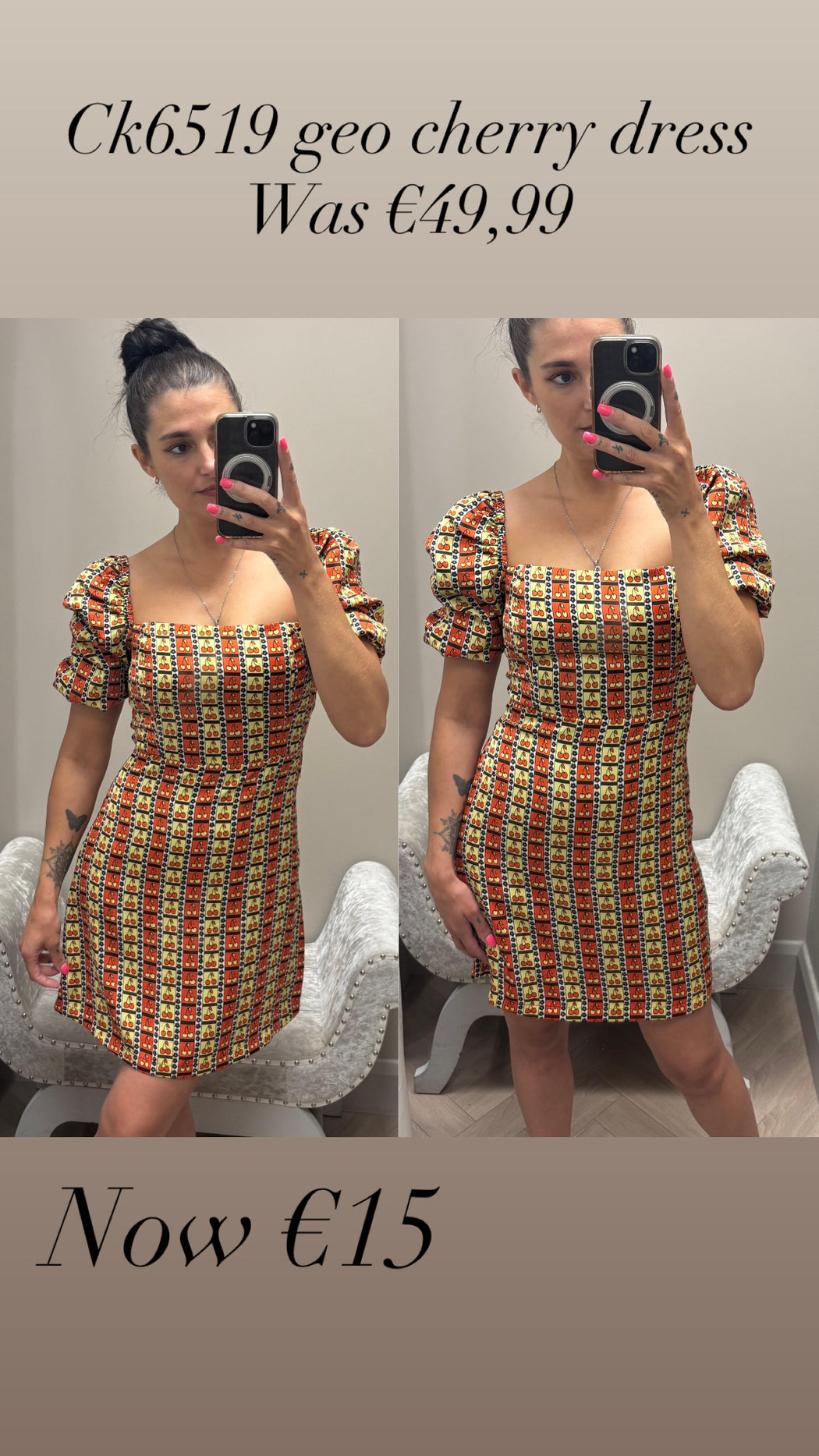 Ck6519 geo cherry dress