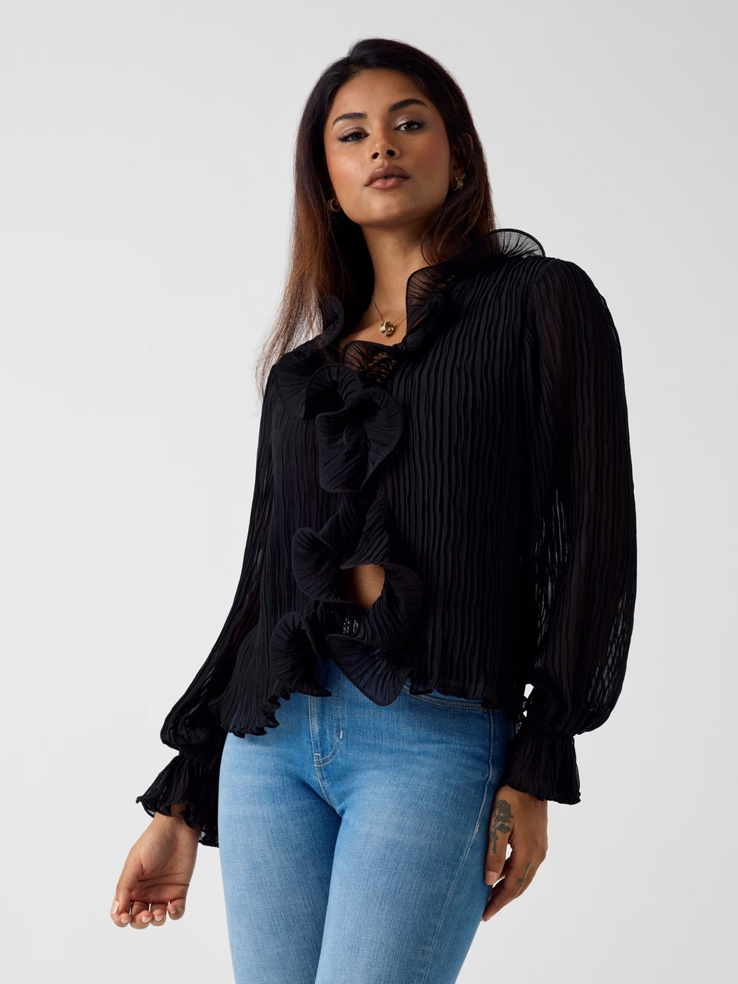 Guess chiffon ruffle blouse w6rh31wi342