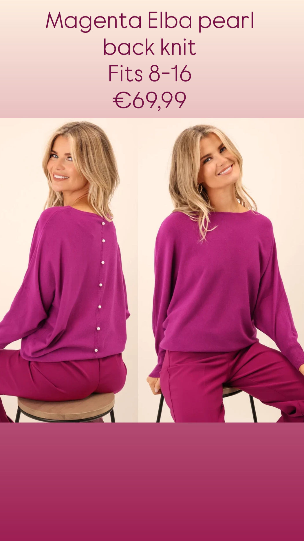Magenta Elba pearl back knit
