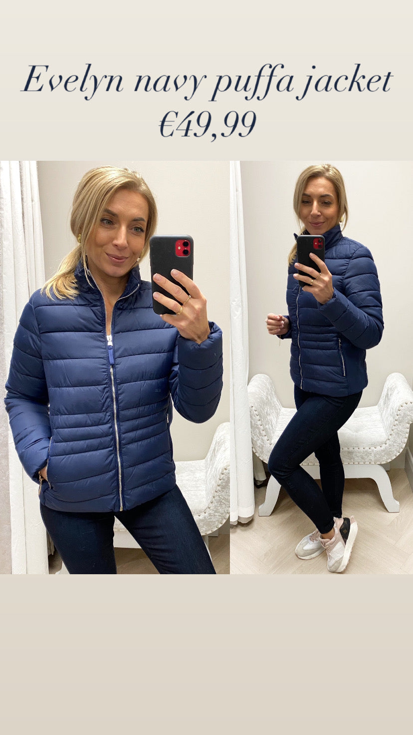 Evelyn navy puffa jacket