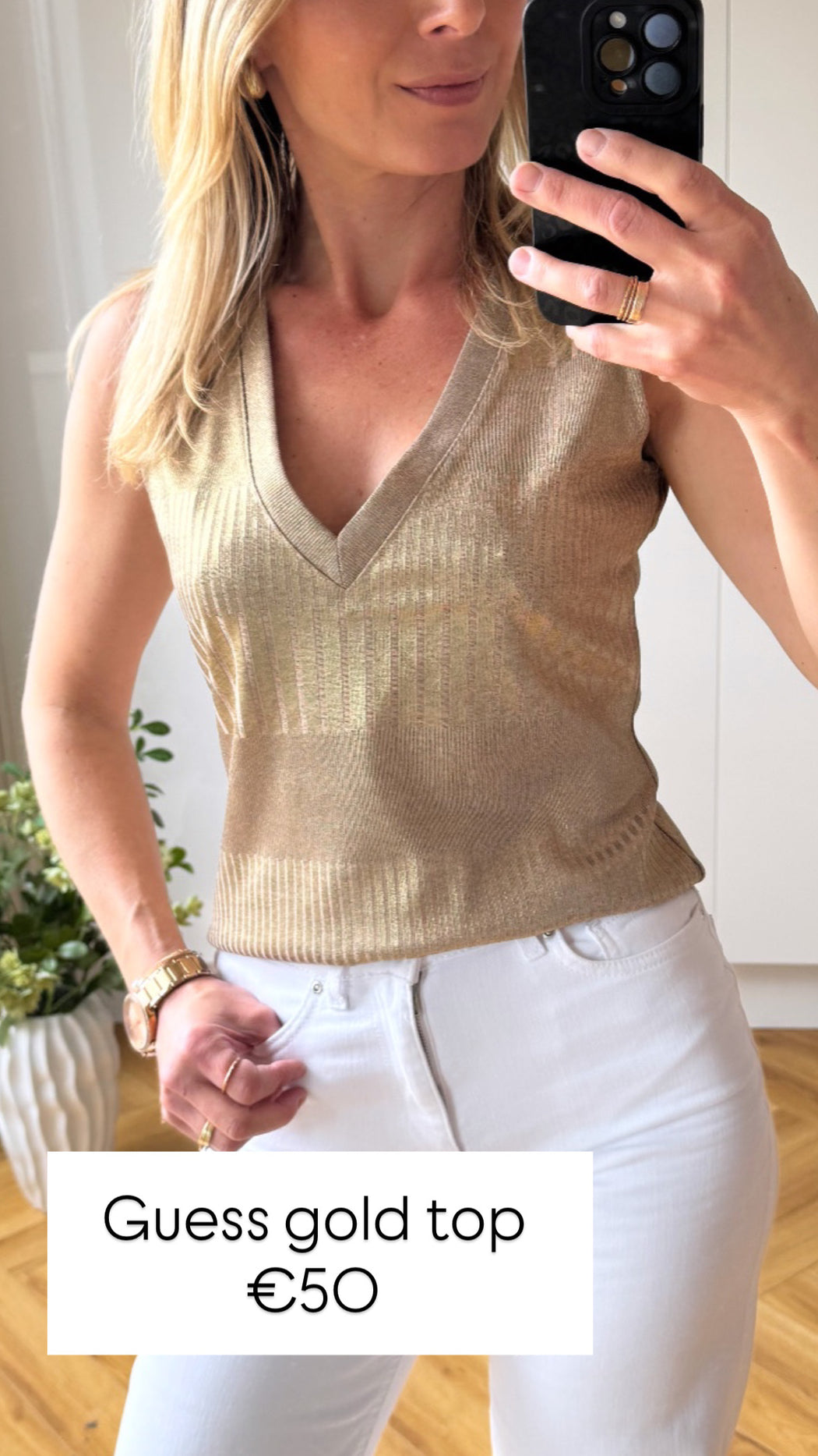 Guess gold  sleeveless top w6rp10kc812- FNJQ