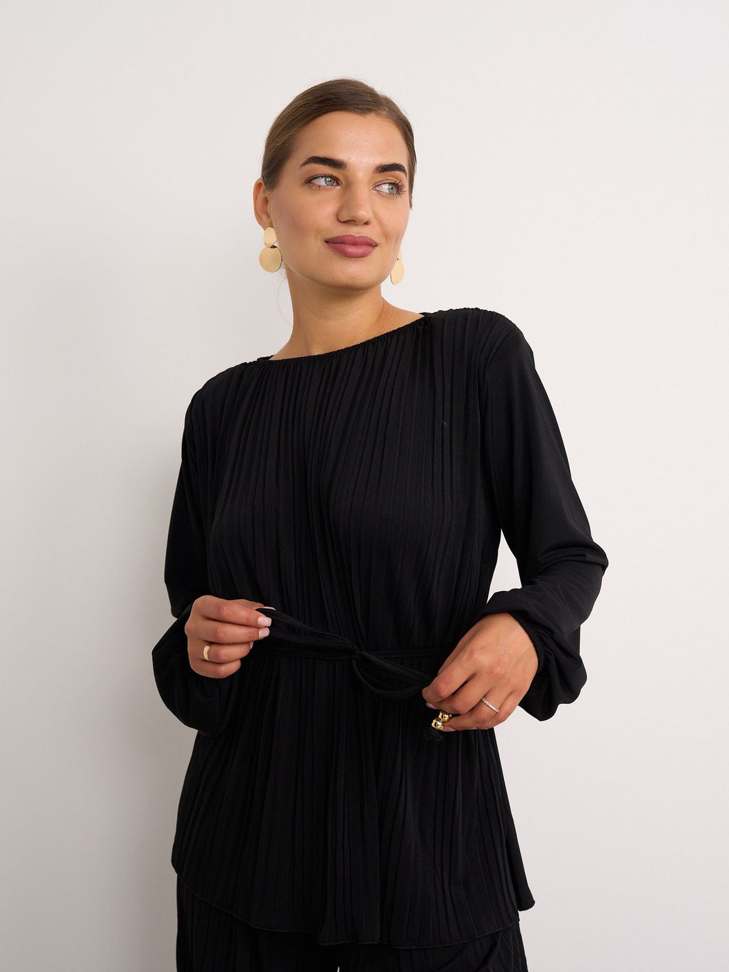 Black pleated co ord set