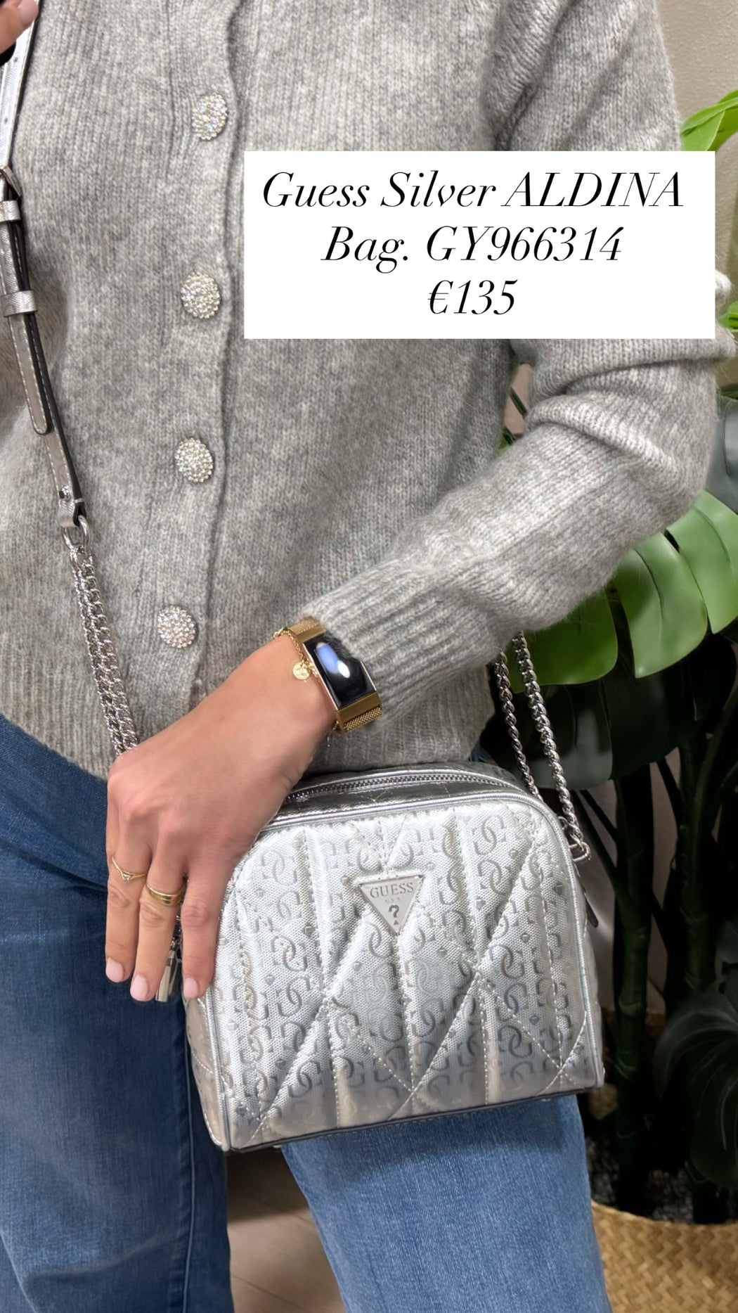 Guess Silver ALDINA Bag. GY966314