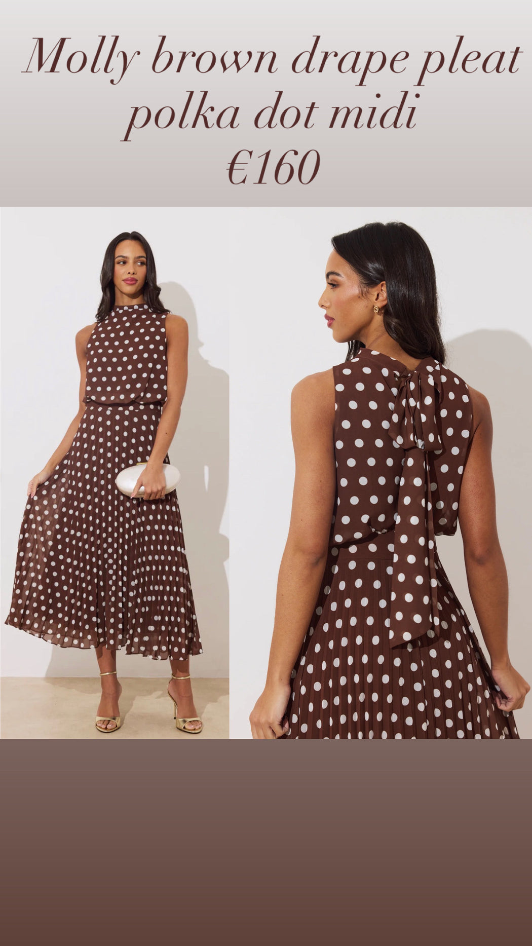 Molly brown drape pleat polka dot midi