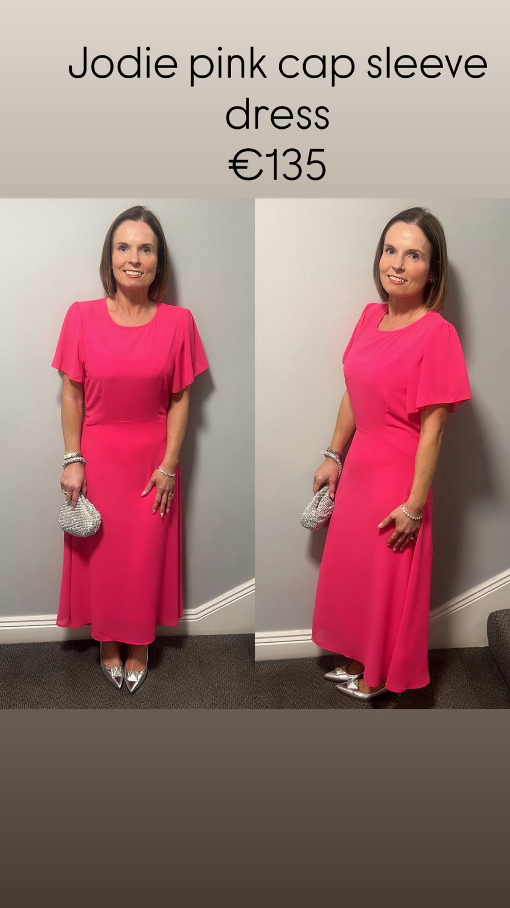 Jodie pink cap sleeve dress