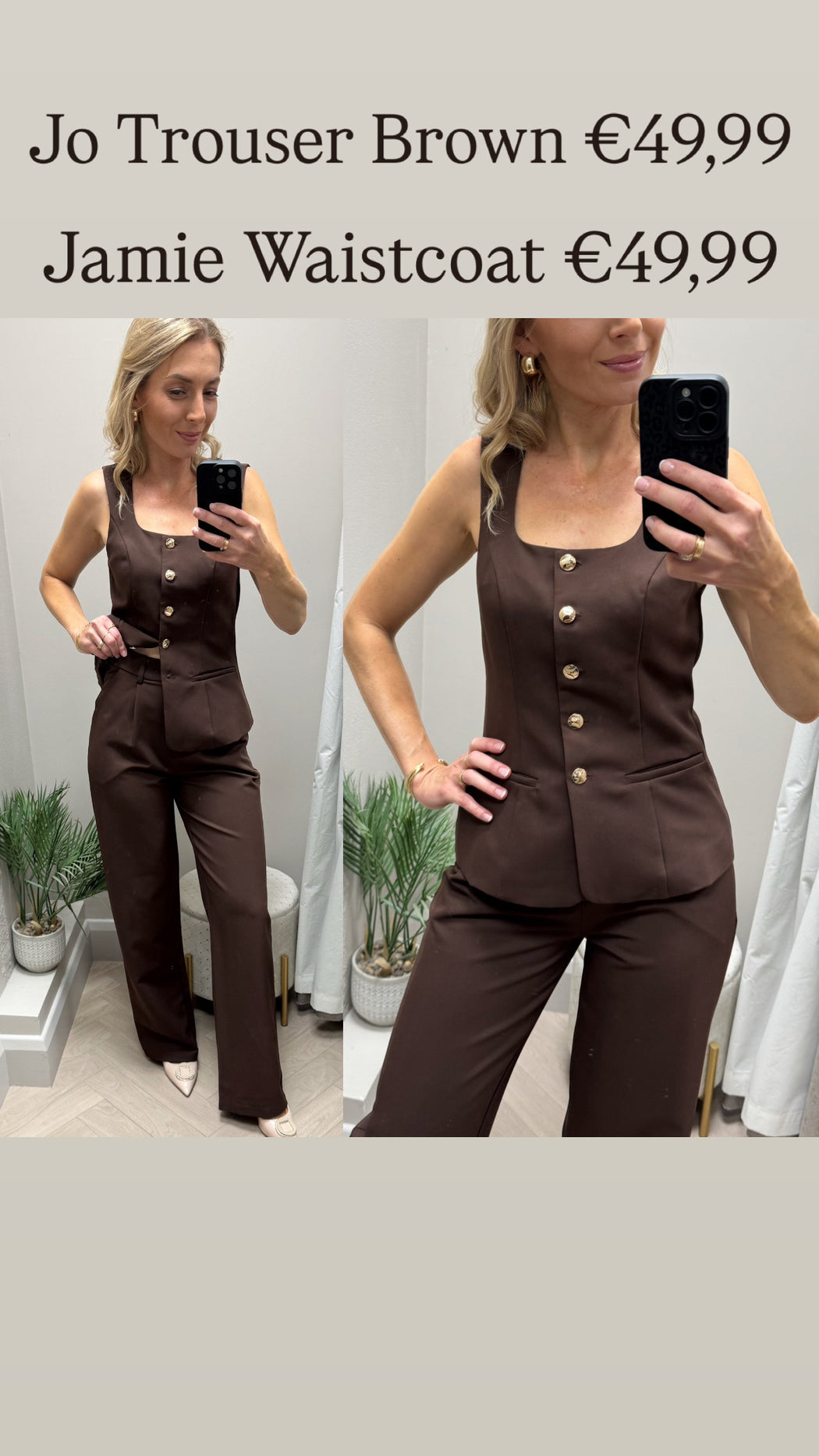 Jamie Square Neckline Waistcoat Brown