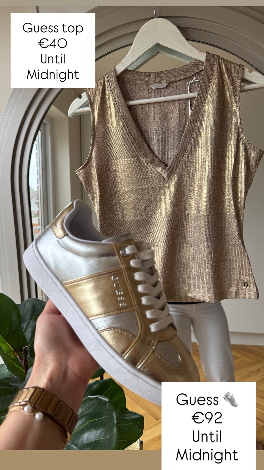 Guess gold  sleeveless top w6rp10kc812- FNJQ