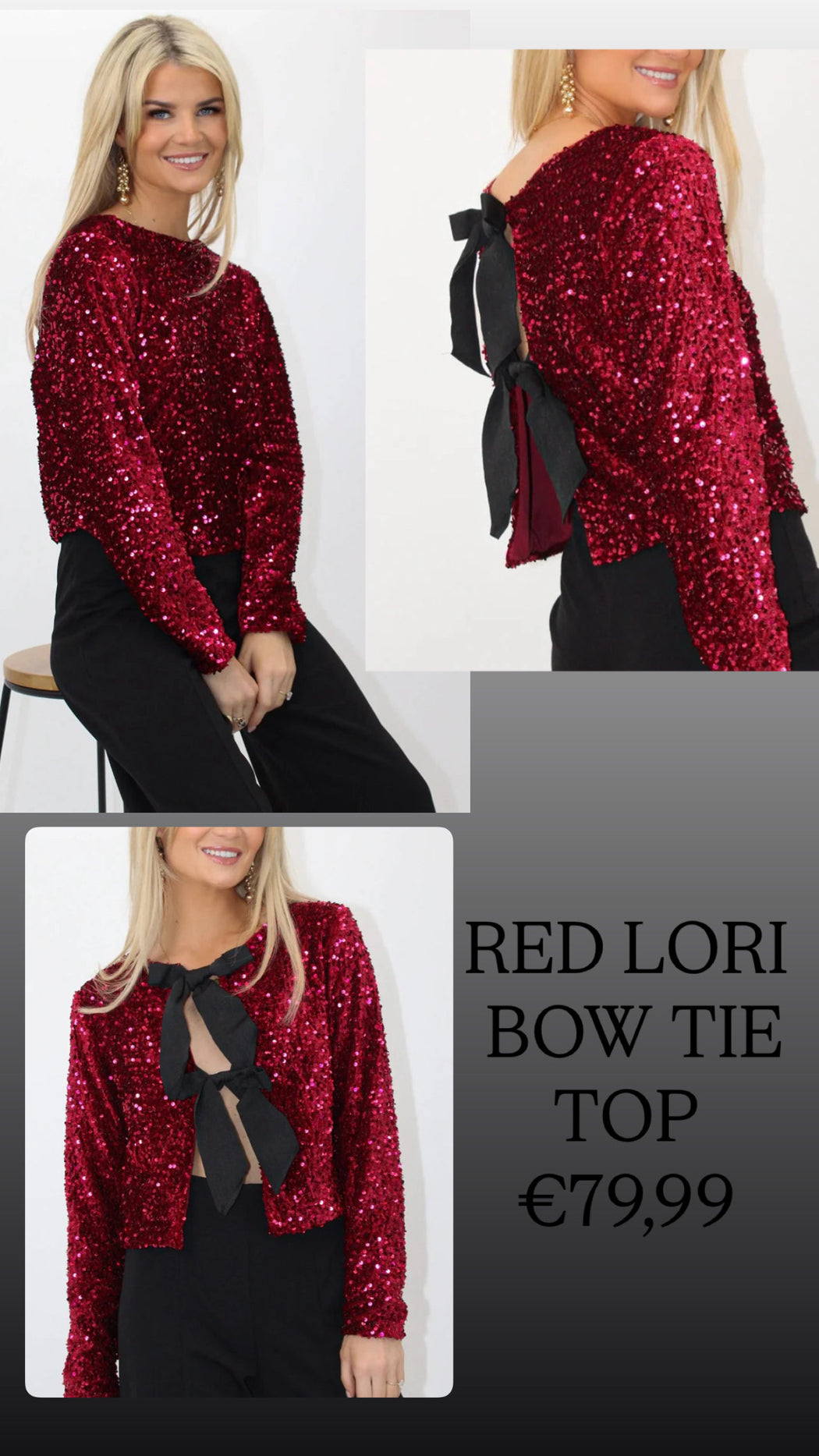 RED LORI BOW TIE TOP