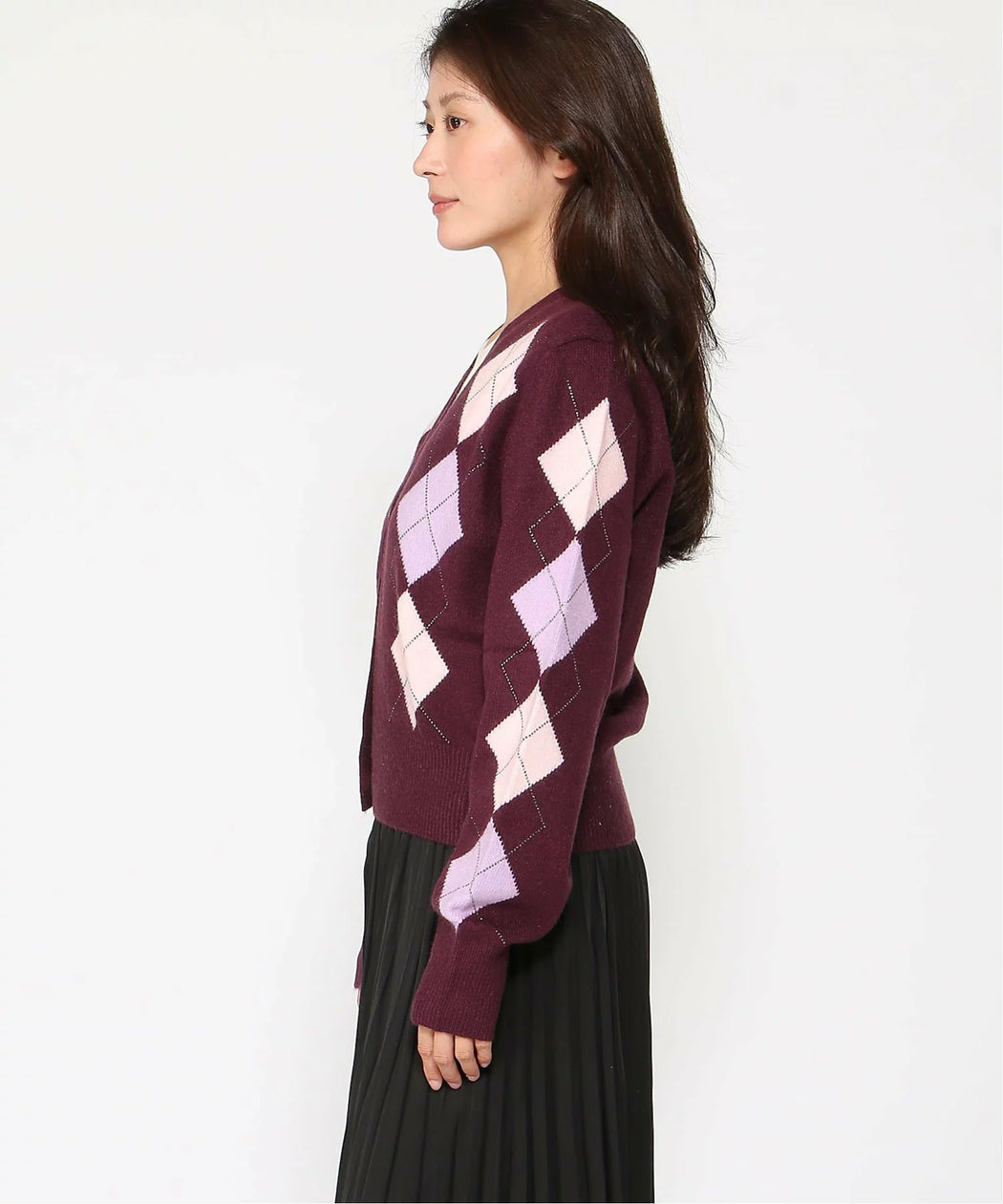 Guess Gracie Argyle Cardigan Burgundy. W6BR47Z1446