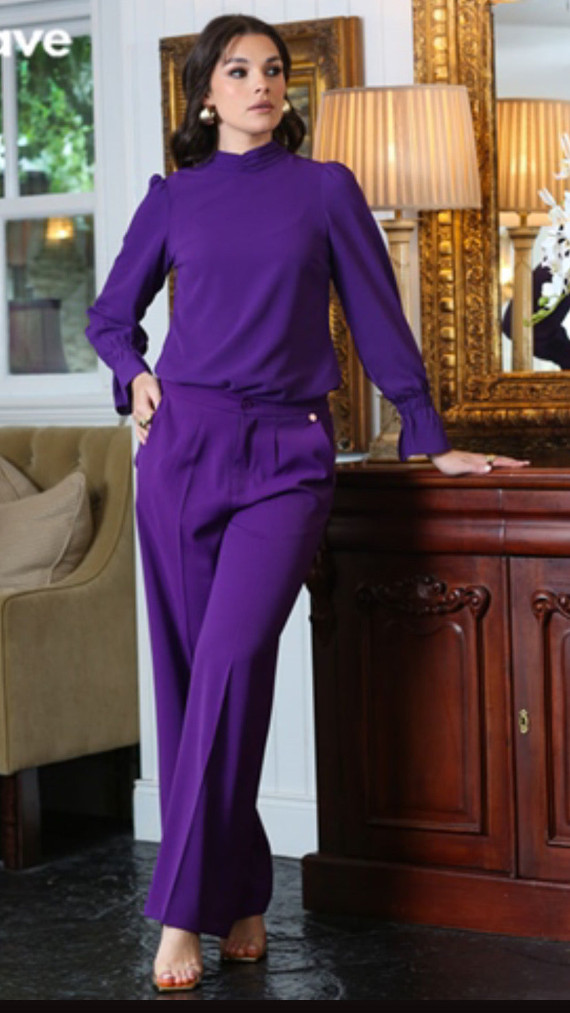 Sally wide leg purple trousers