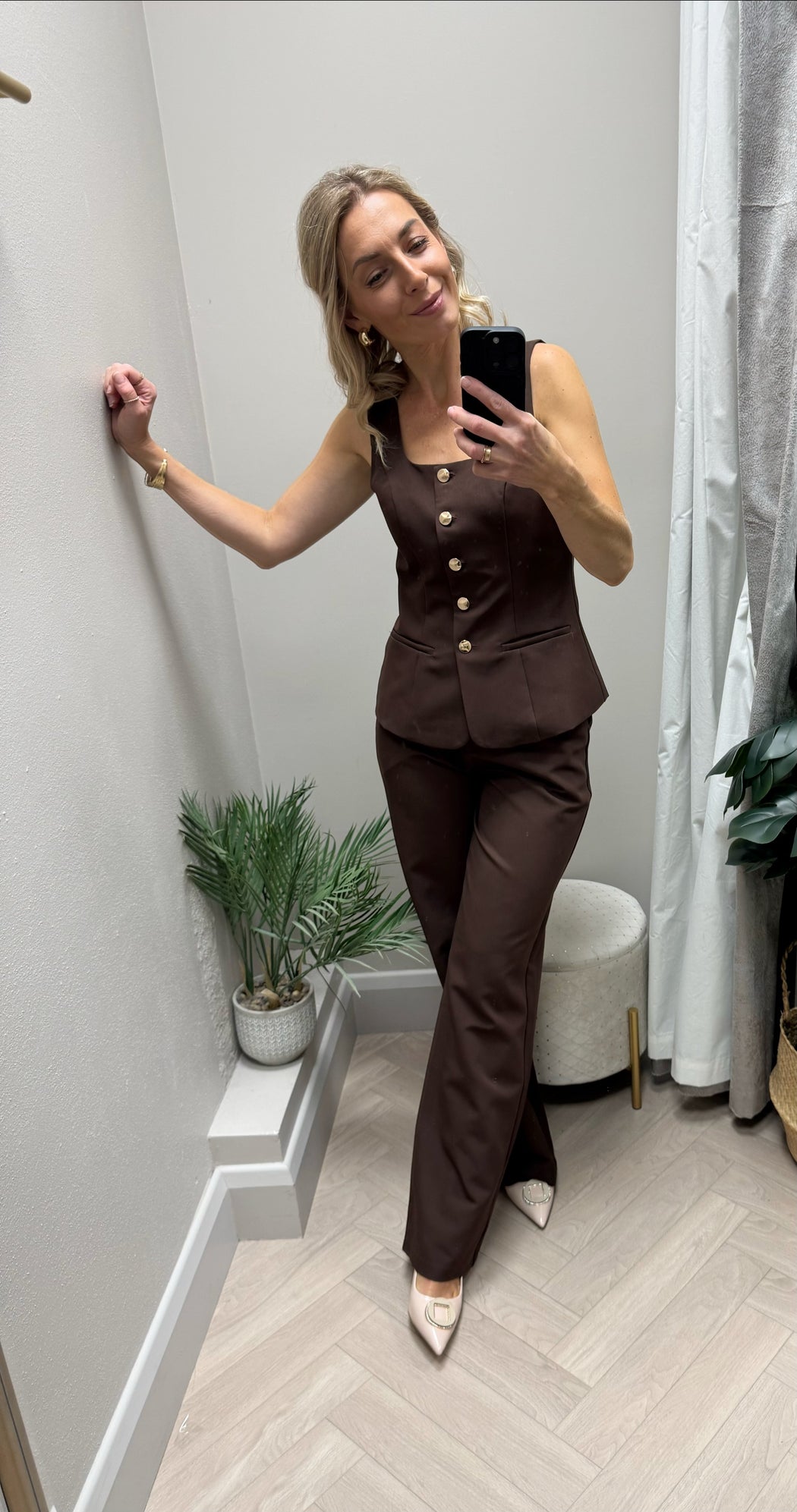 Jo Pleat Detail Tailored Trouser Brown
