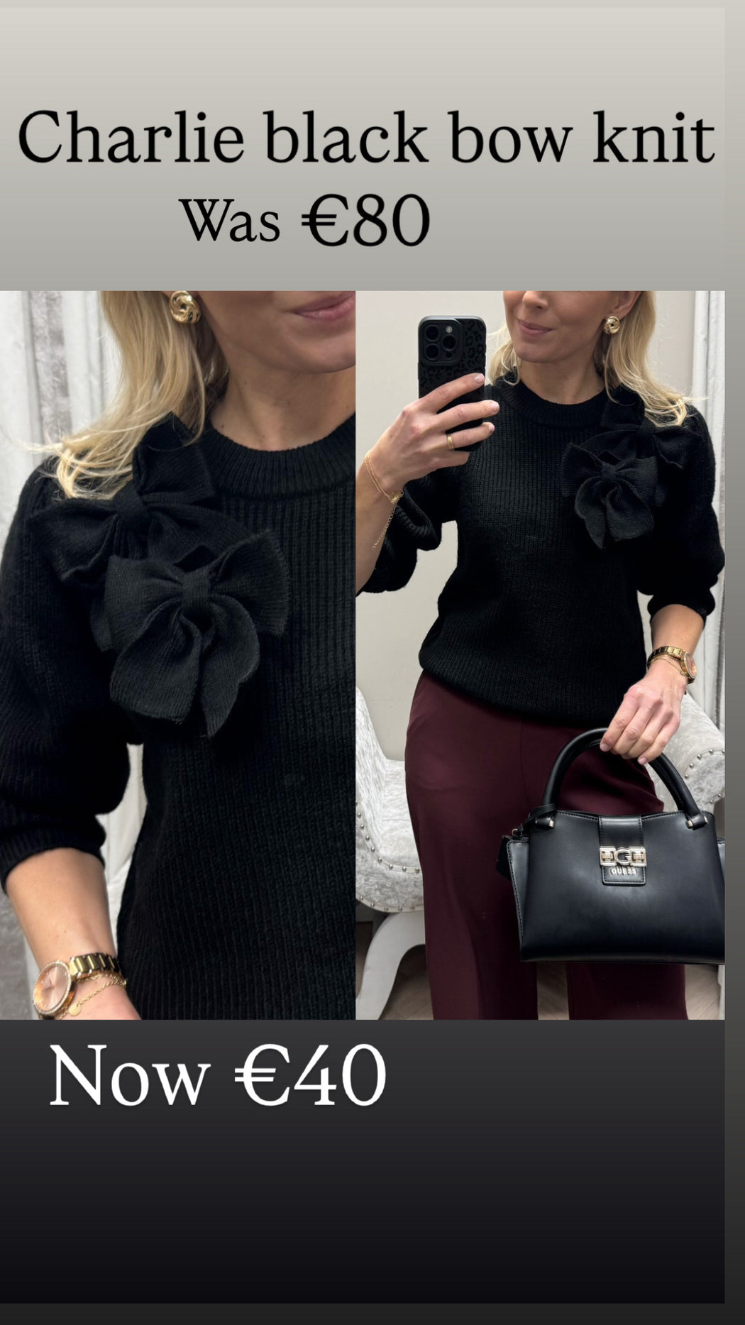 Charlie black bow knit