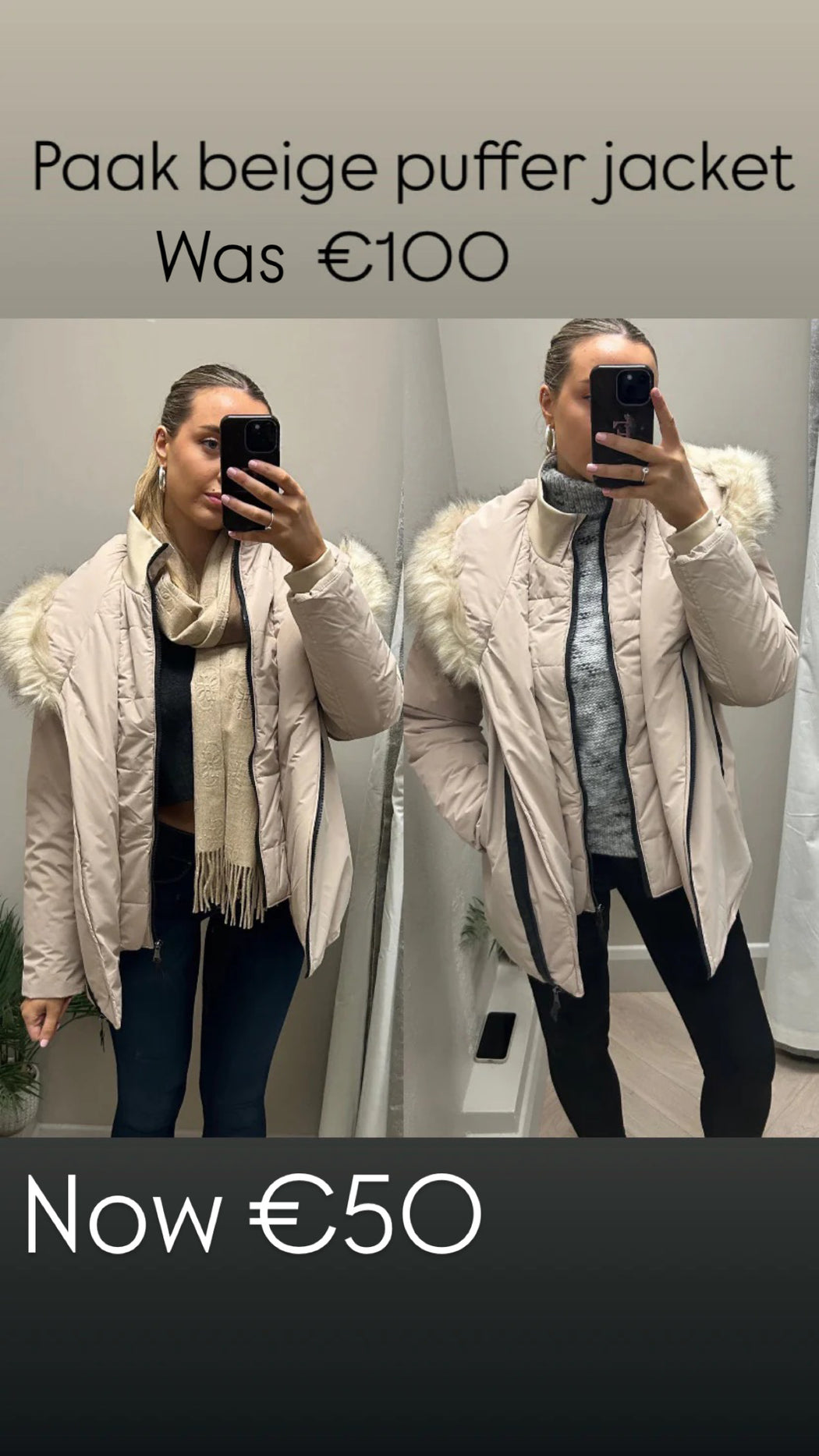 Paak beige puffer jacket