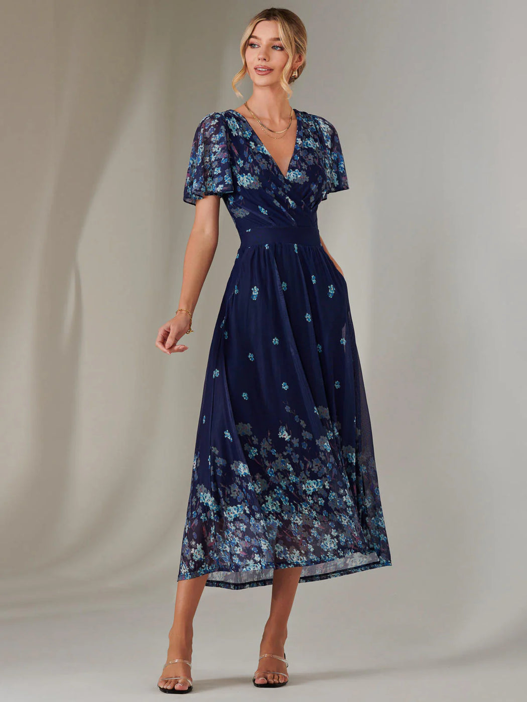 JOLIE MOI NAVY BLUE FLORAL DRESS