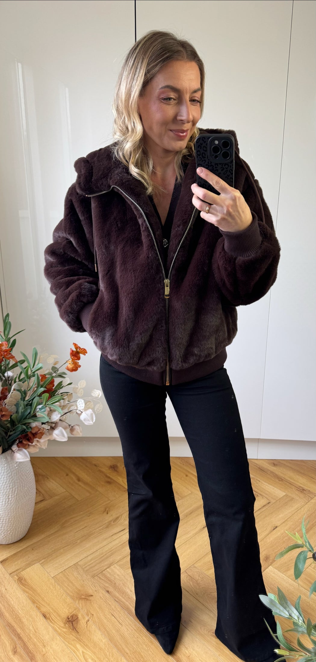 Guess brown lucrezia faux fur jacket w5bl66w3890