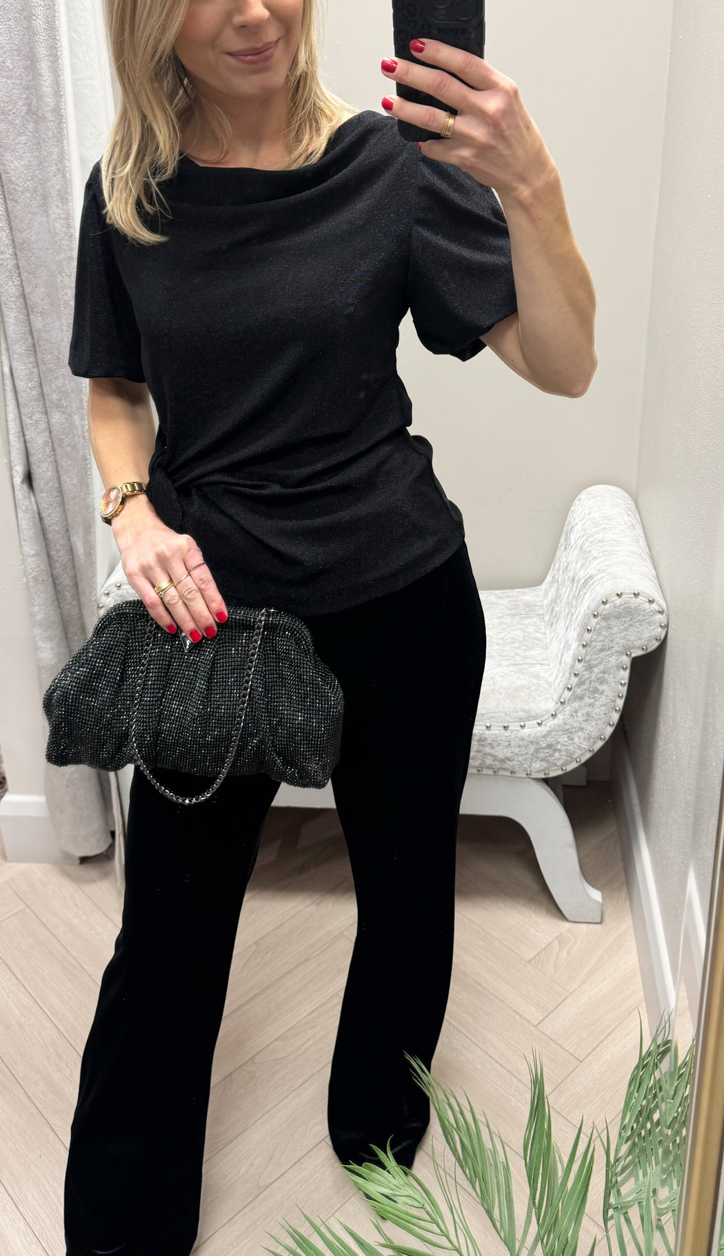 Suri black wrap top