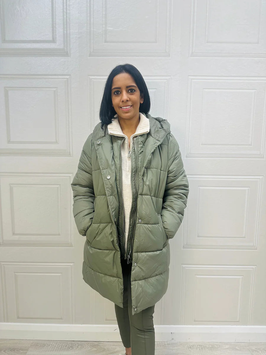 Ravina khaki green puffa jacket