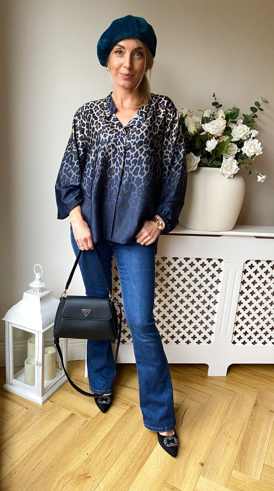 Vela blue leopard print shirt