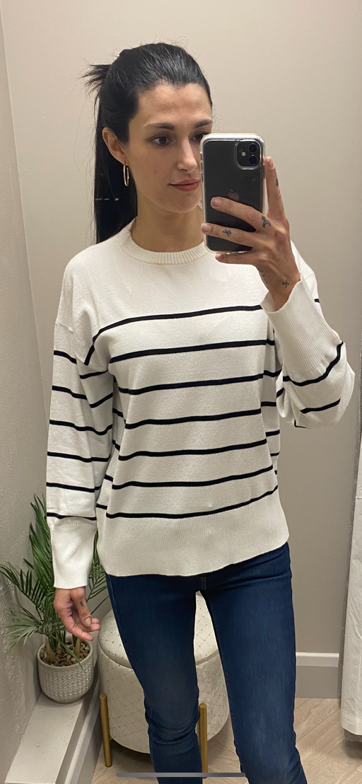 Margaret white stripe knit