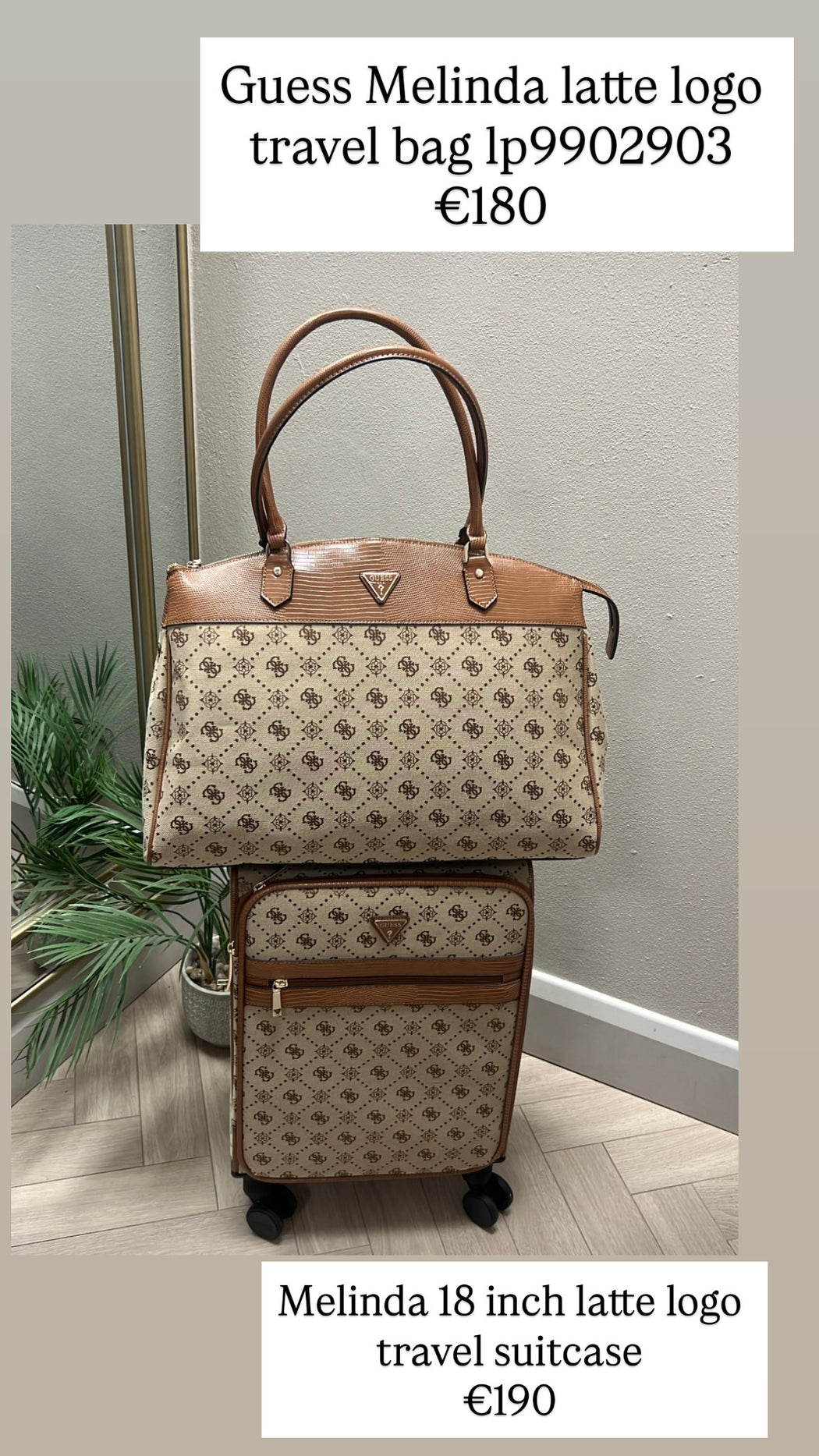 Guess Melinda latte logo travel bag lp9902903