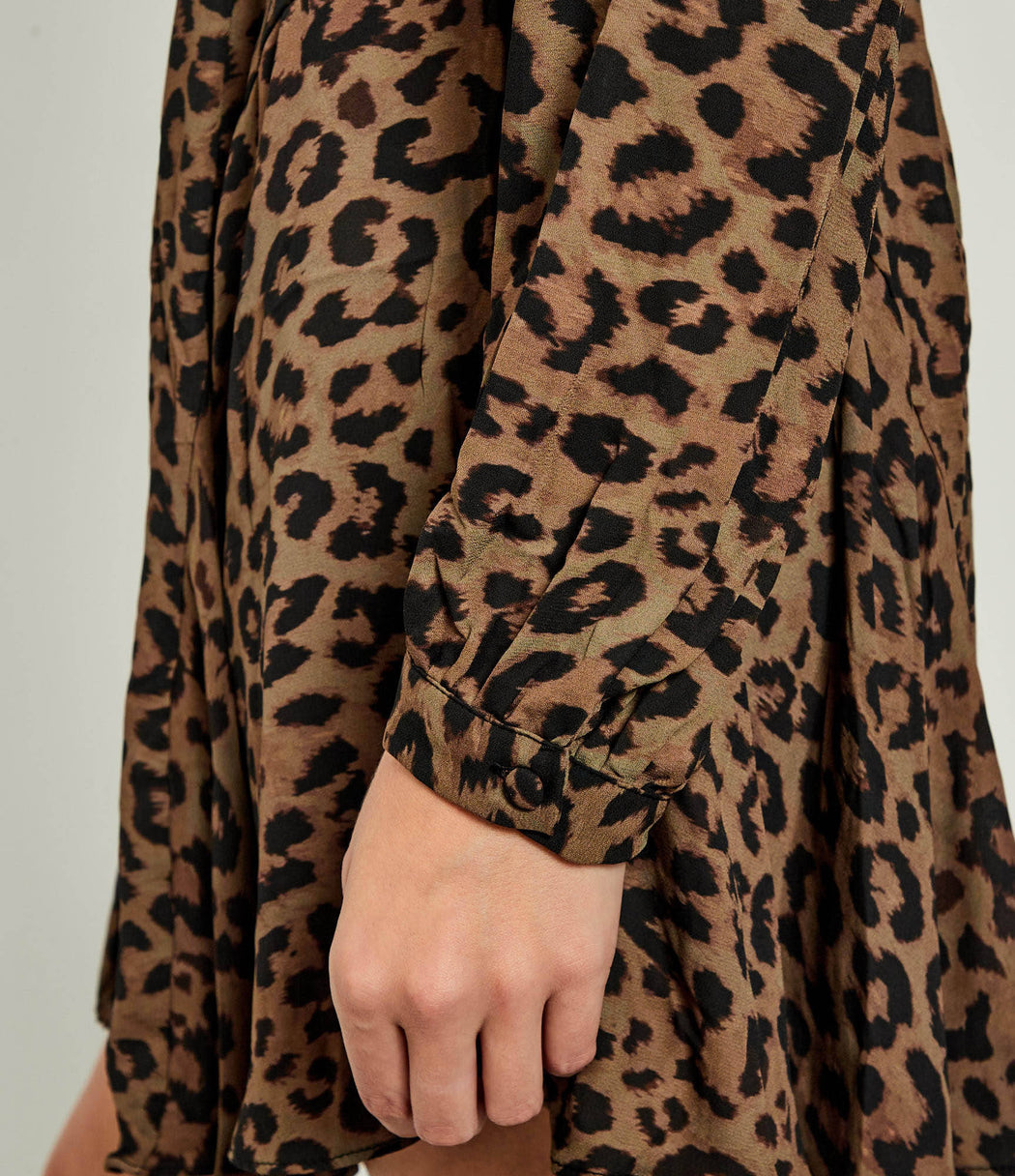 Guess wanda flare brown leopard dress w5bk51wgla2