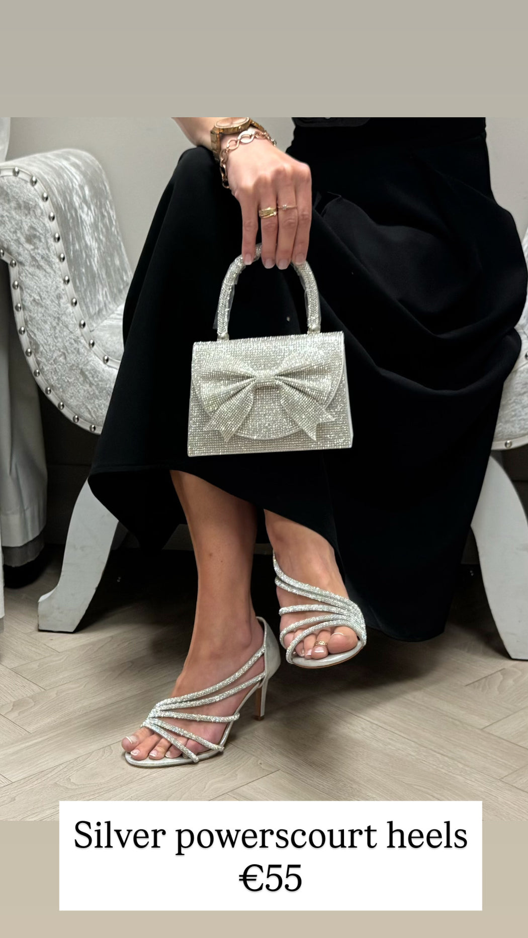 Silver powerscourt heels