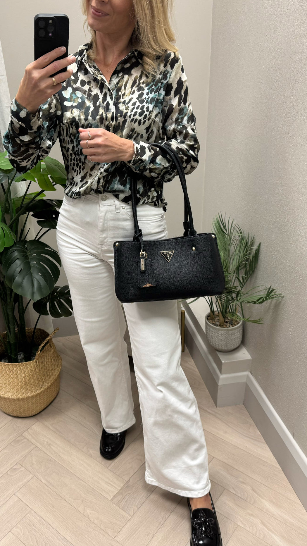 Guess black meridan shoulder bag