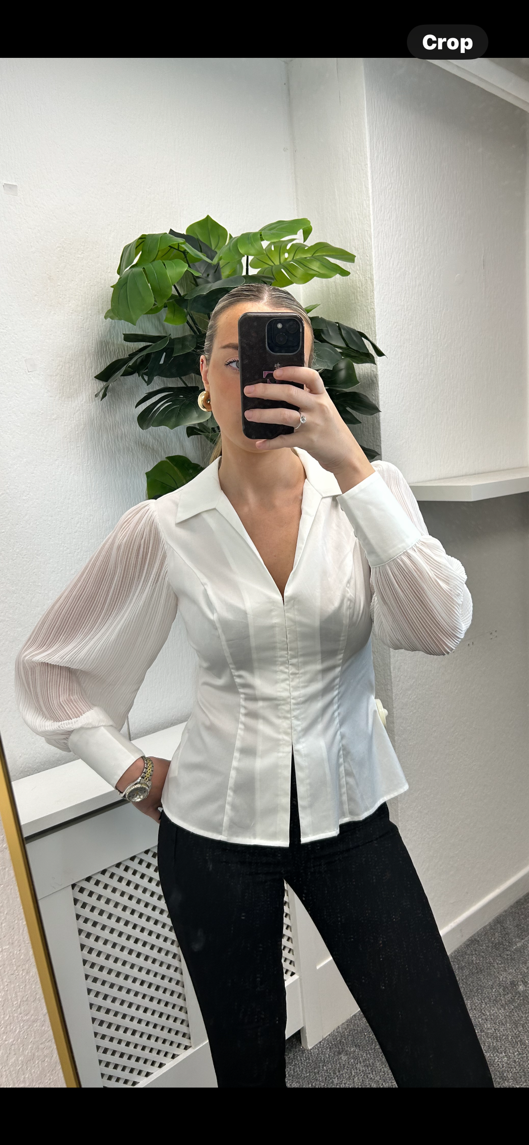 W4rh16 Guess Amara pleated sleeve shirt