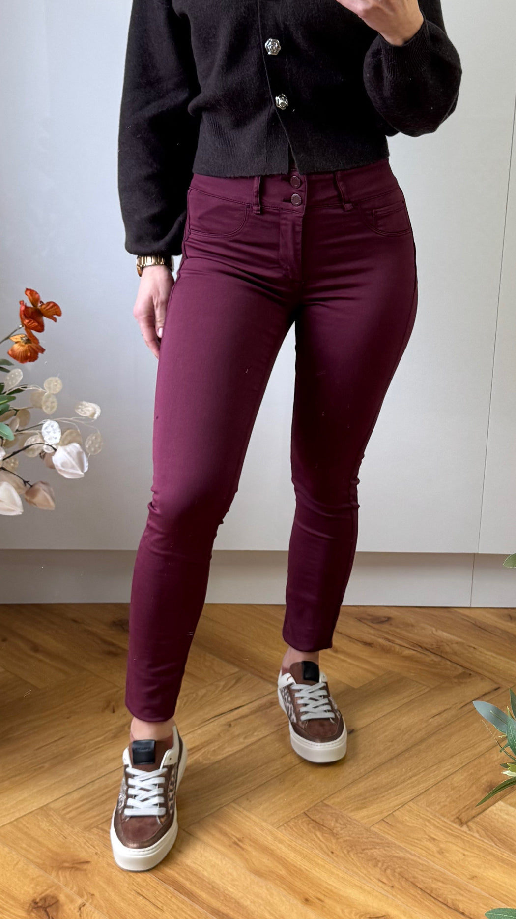 One size wine double up jeans