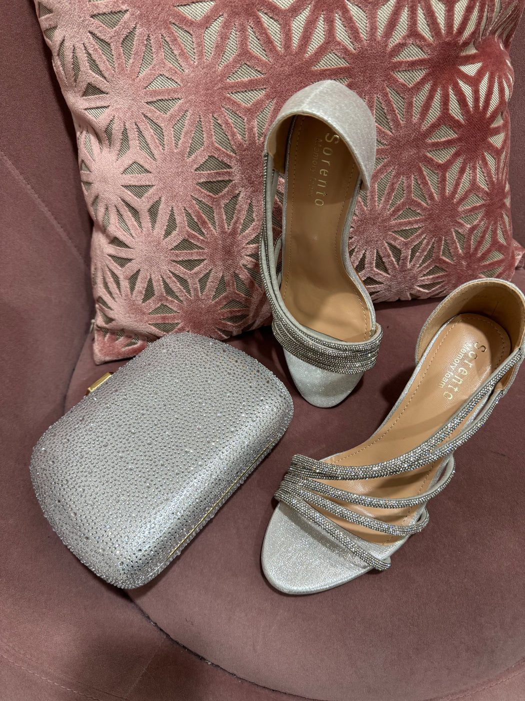 Silver powerscourt heels