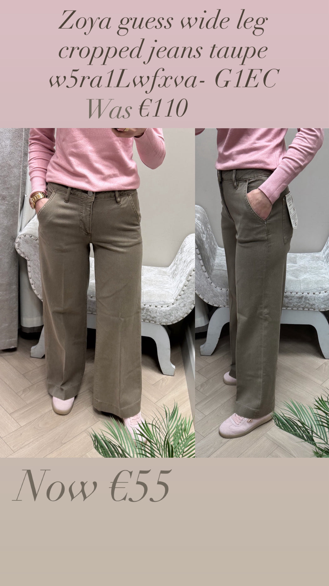 Zoya guess wide leg cropped jeans  taupe w5ra1Lwfxva- G1EC