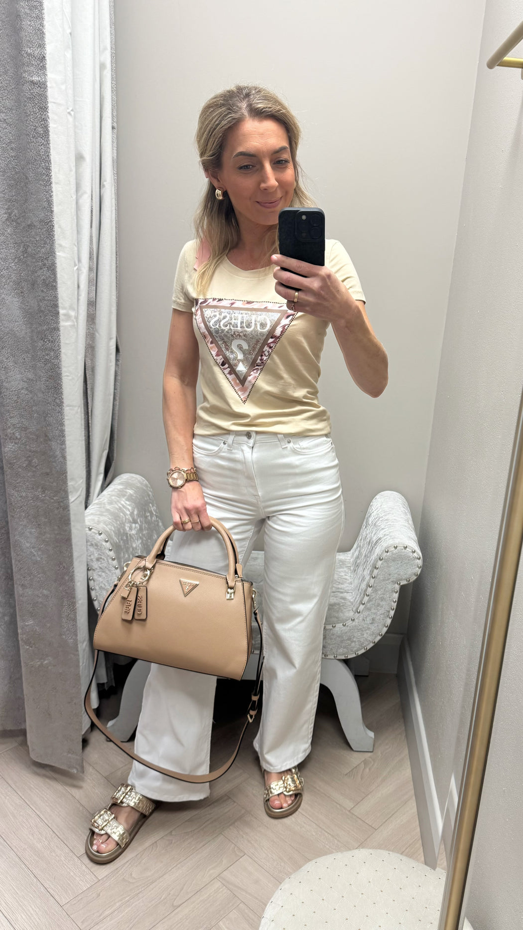 Guess beige noelle satchel bag ZG787907