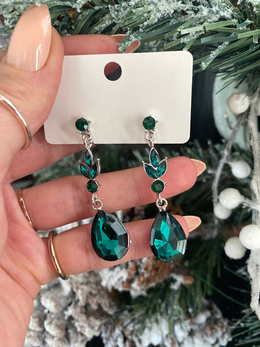 Emerald drop clip on earrings