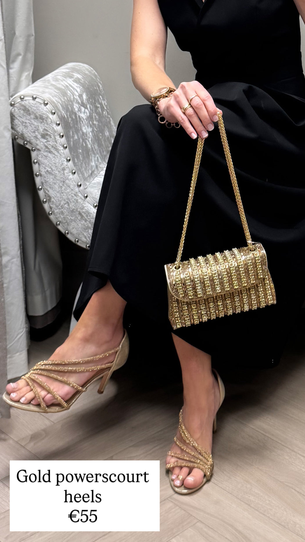 Gold powerscourt heels