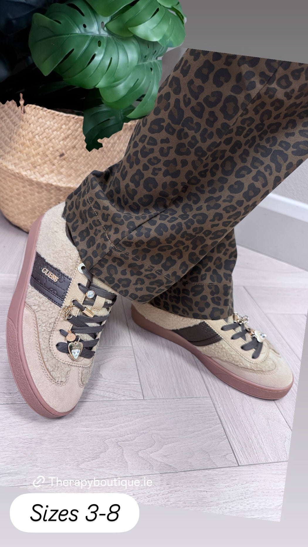 Guess beige teddy trainers flfn3afur12