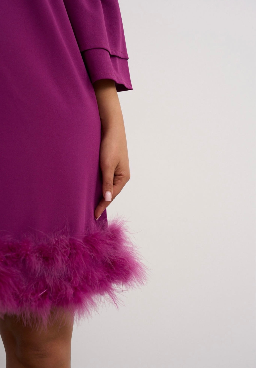 Kylie magenta fur trim dress