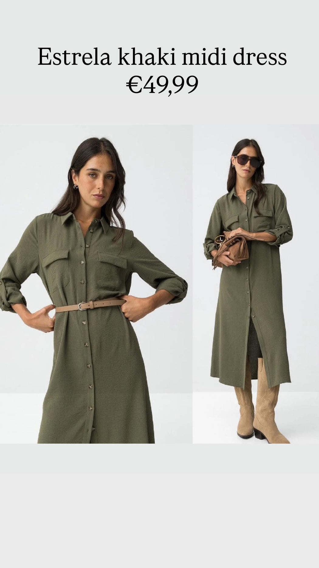 Estrela khaki midi dress