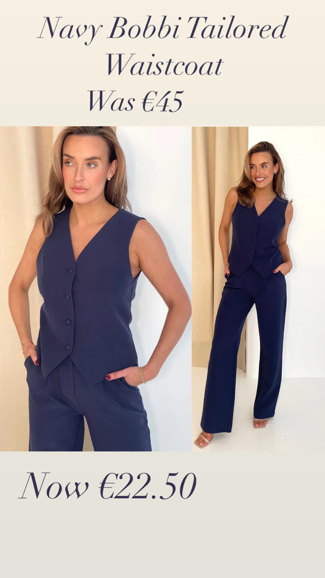 Navy Bobbi Tailored waistcoat