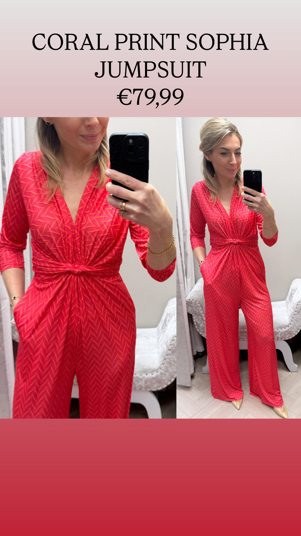 CORAL PRINT SOPHIA JUMPSUIT