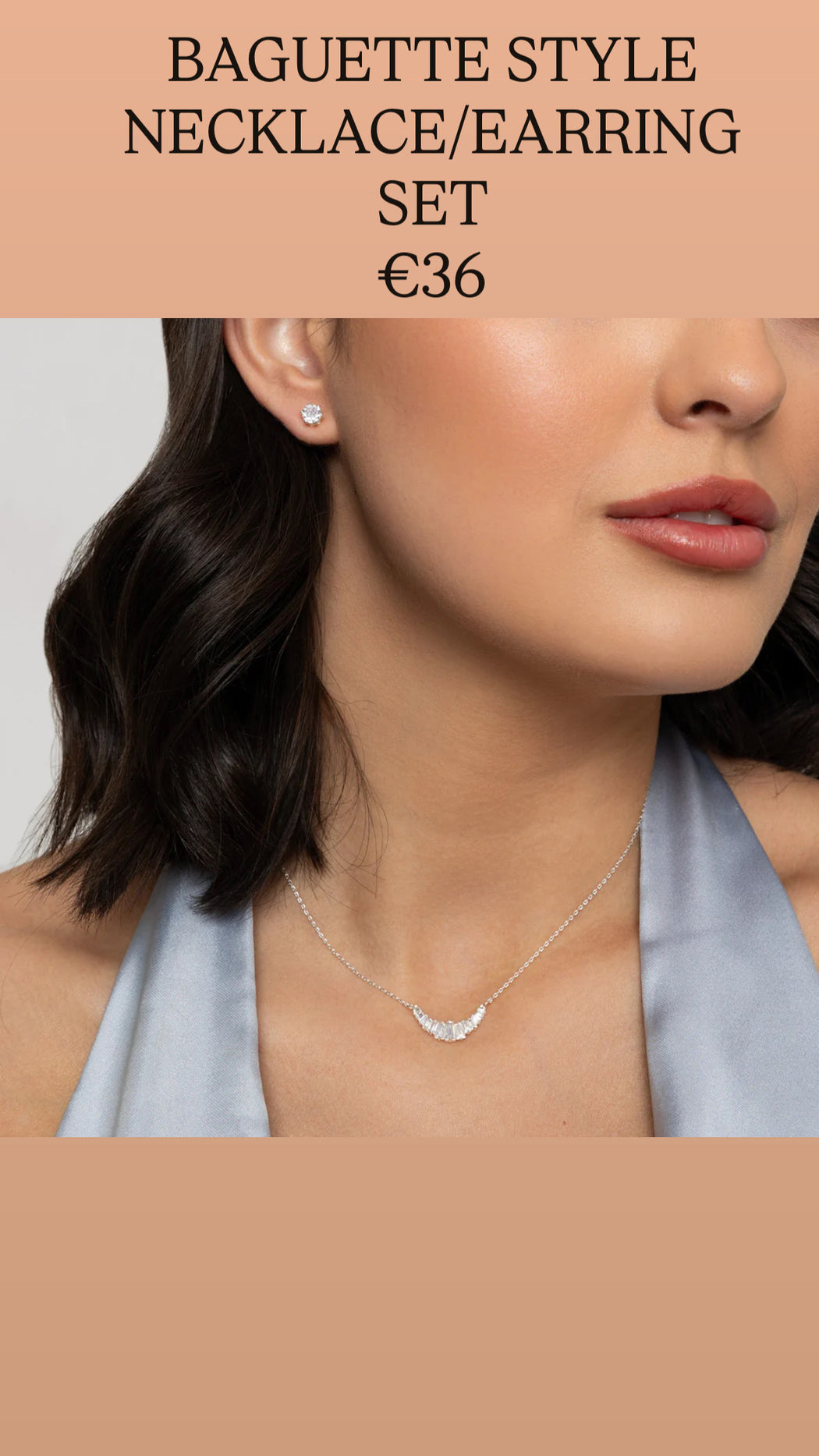 BAGUETTE STYLE NECKLACE/EARRING SET