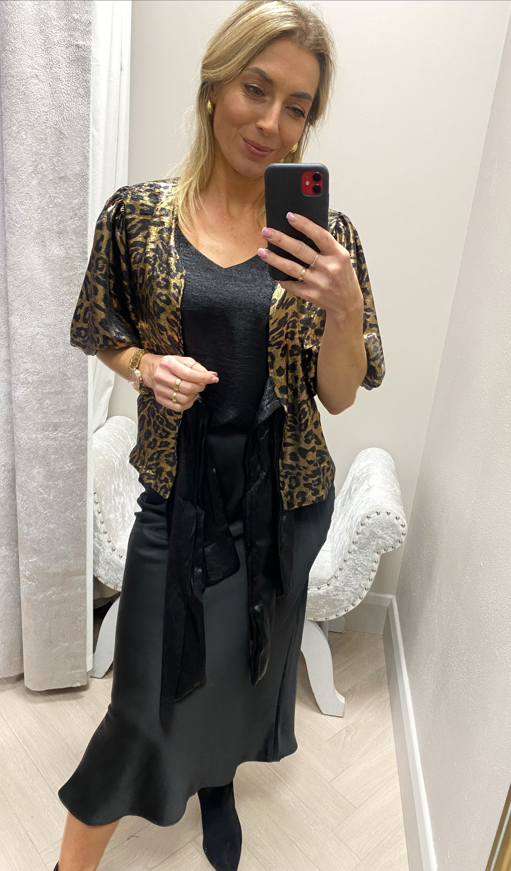 Jodie gold bow leopard top