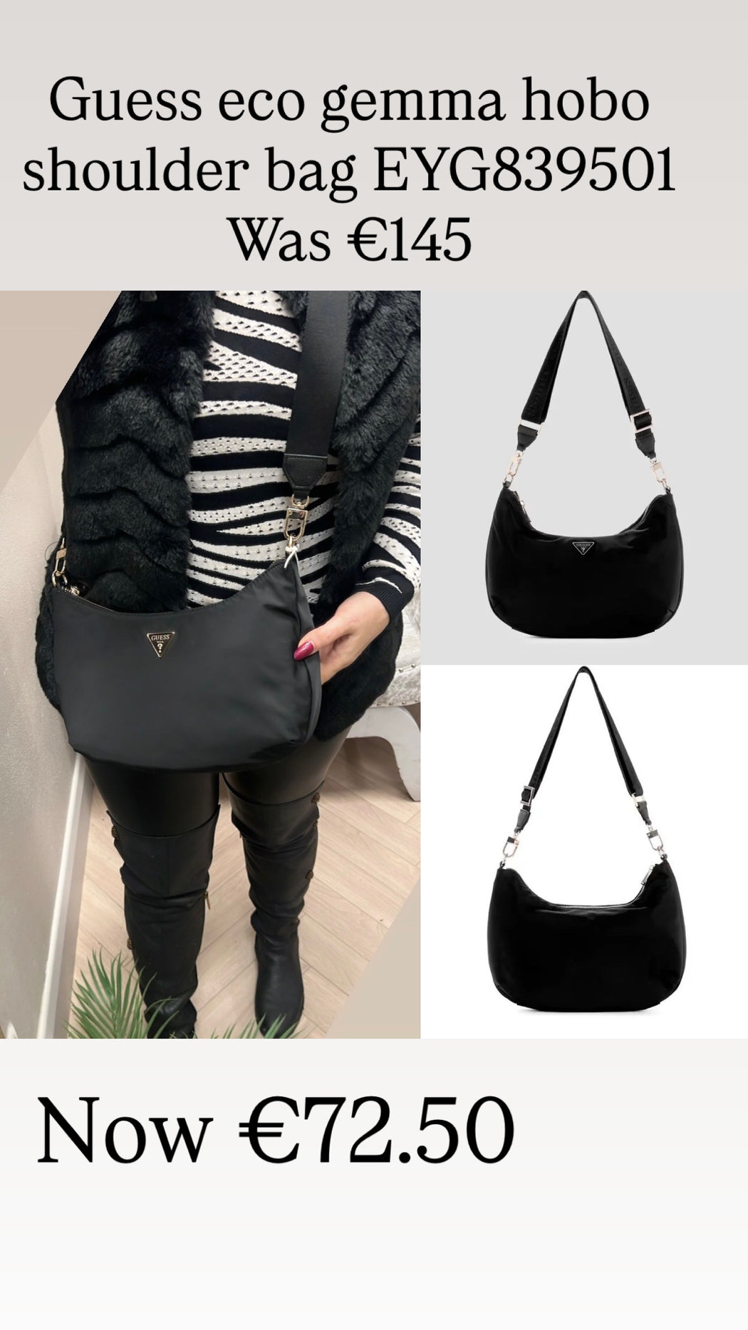 Guess eco gemma hobo shoulder bag EYG839501