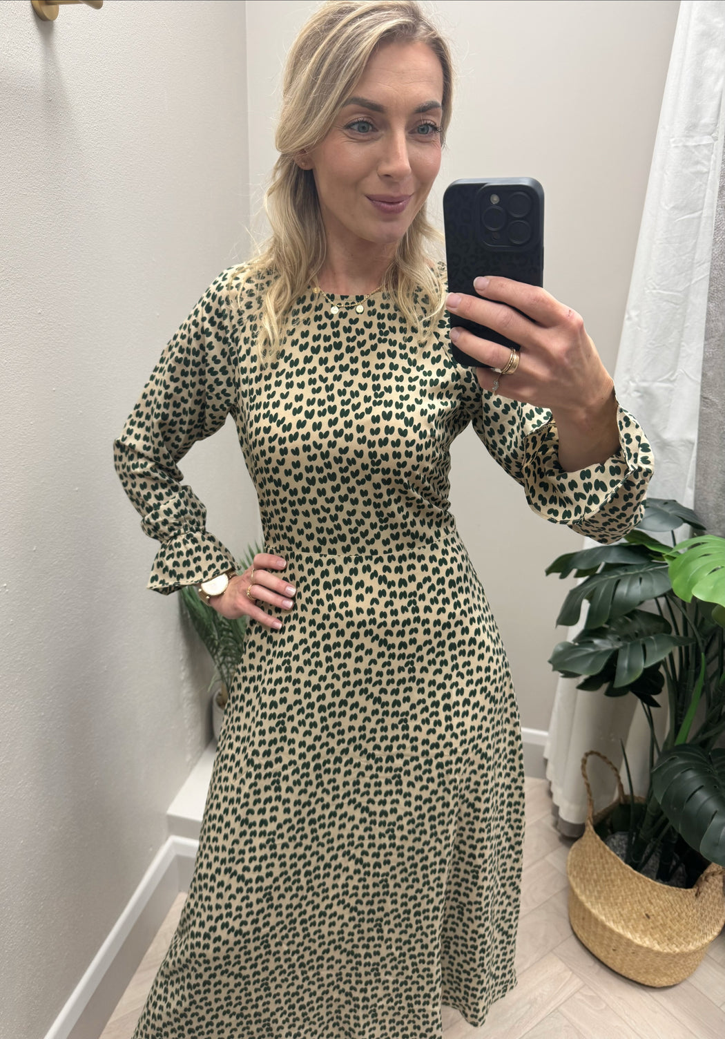 Hush green traffic heart print midi