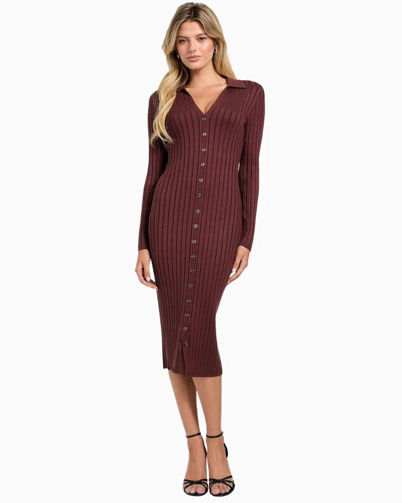 Guess plum Eco Miranda rib Dress