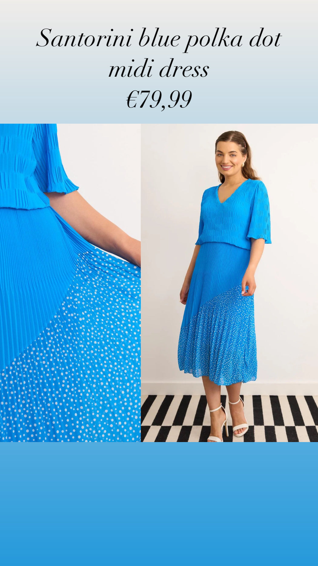 Santorini blue  polka dot midi dress