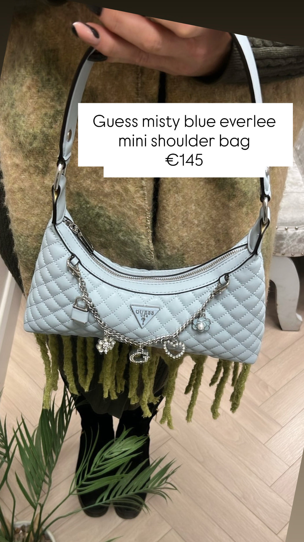 Guess misty blue everlee mini shoulder bag