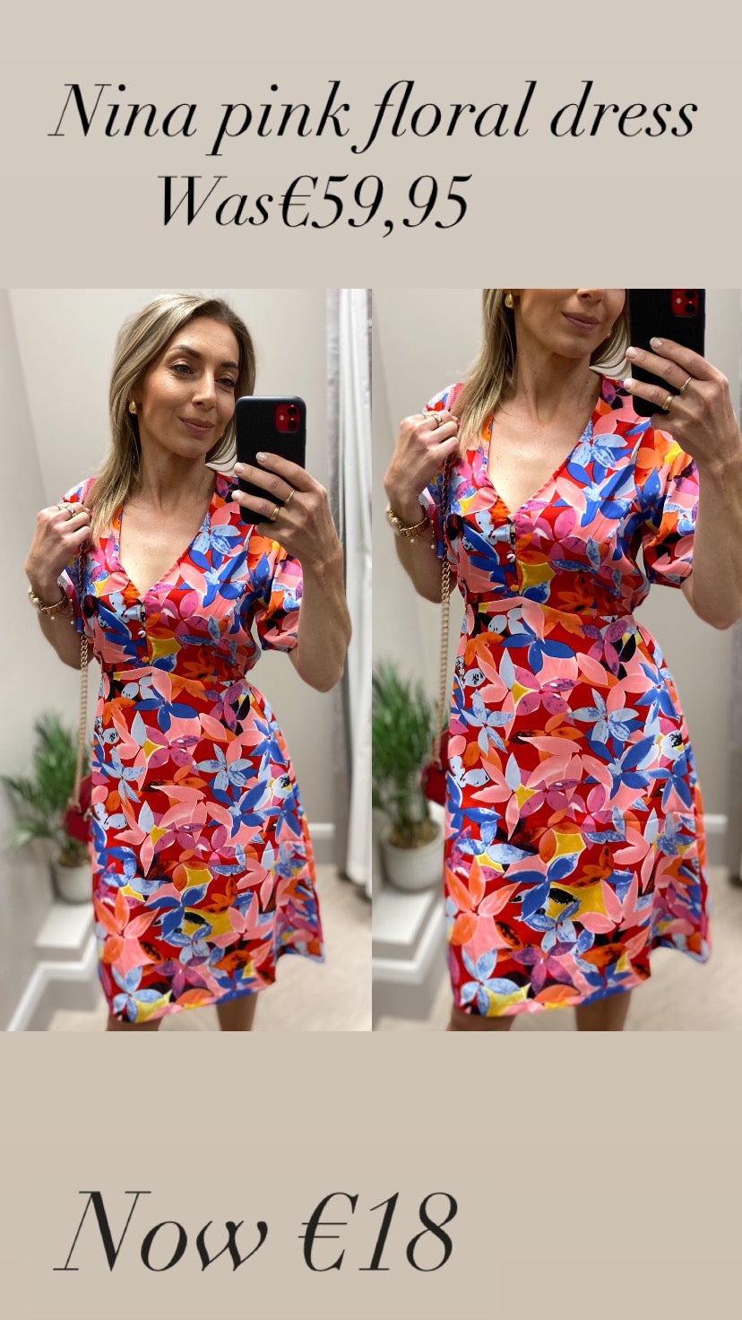 Nina pink floral dress