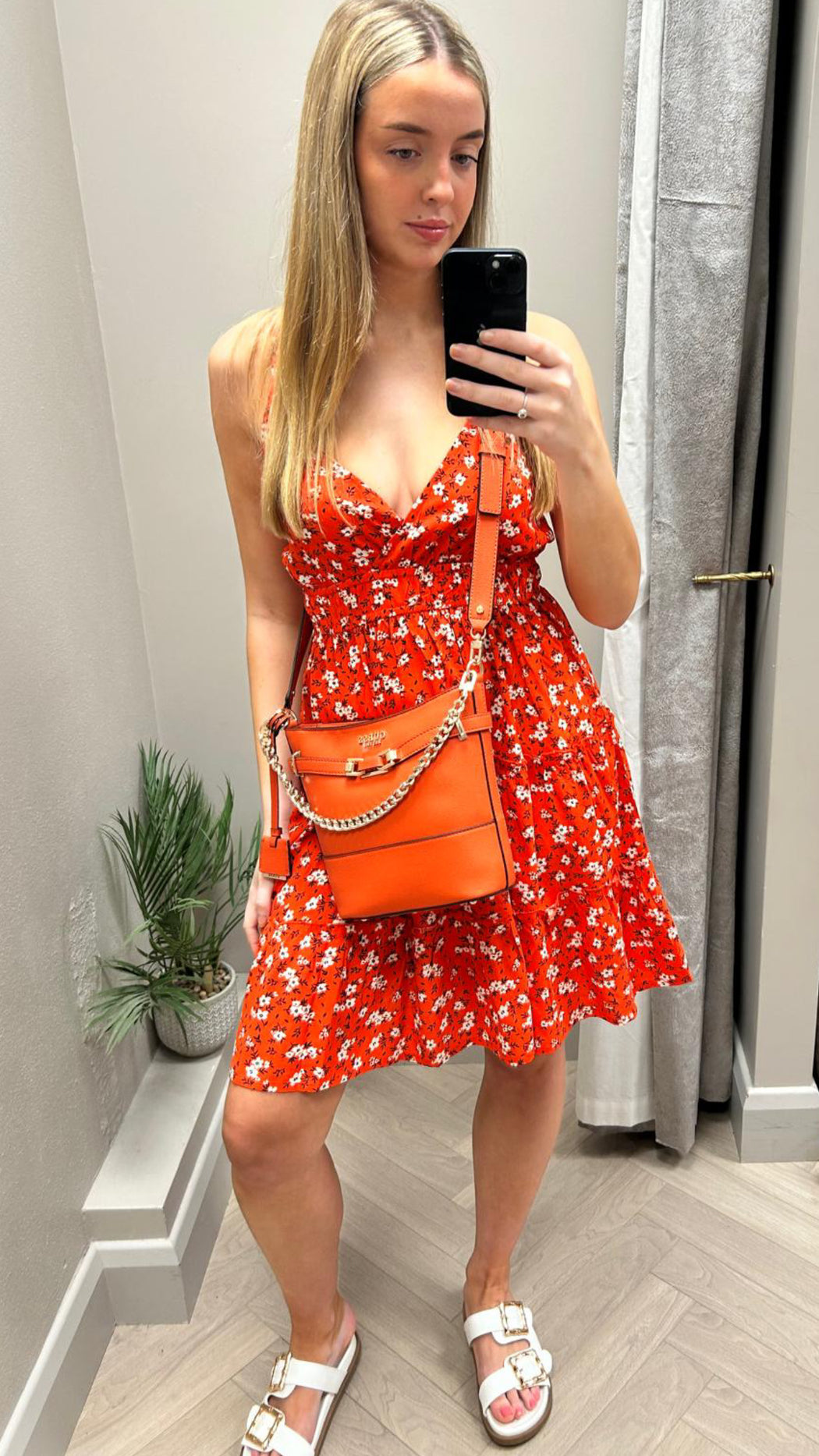 Amelia burnt orange floral dress