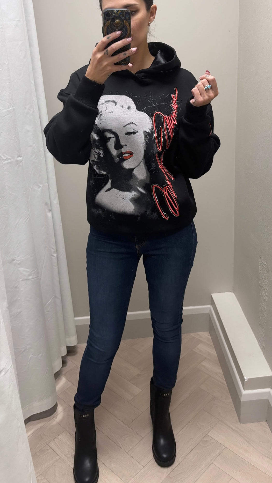 Guess Marilyn hooded sweater w6bq18k6664jblk